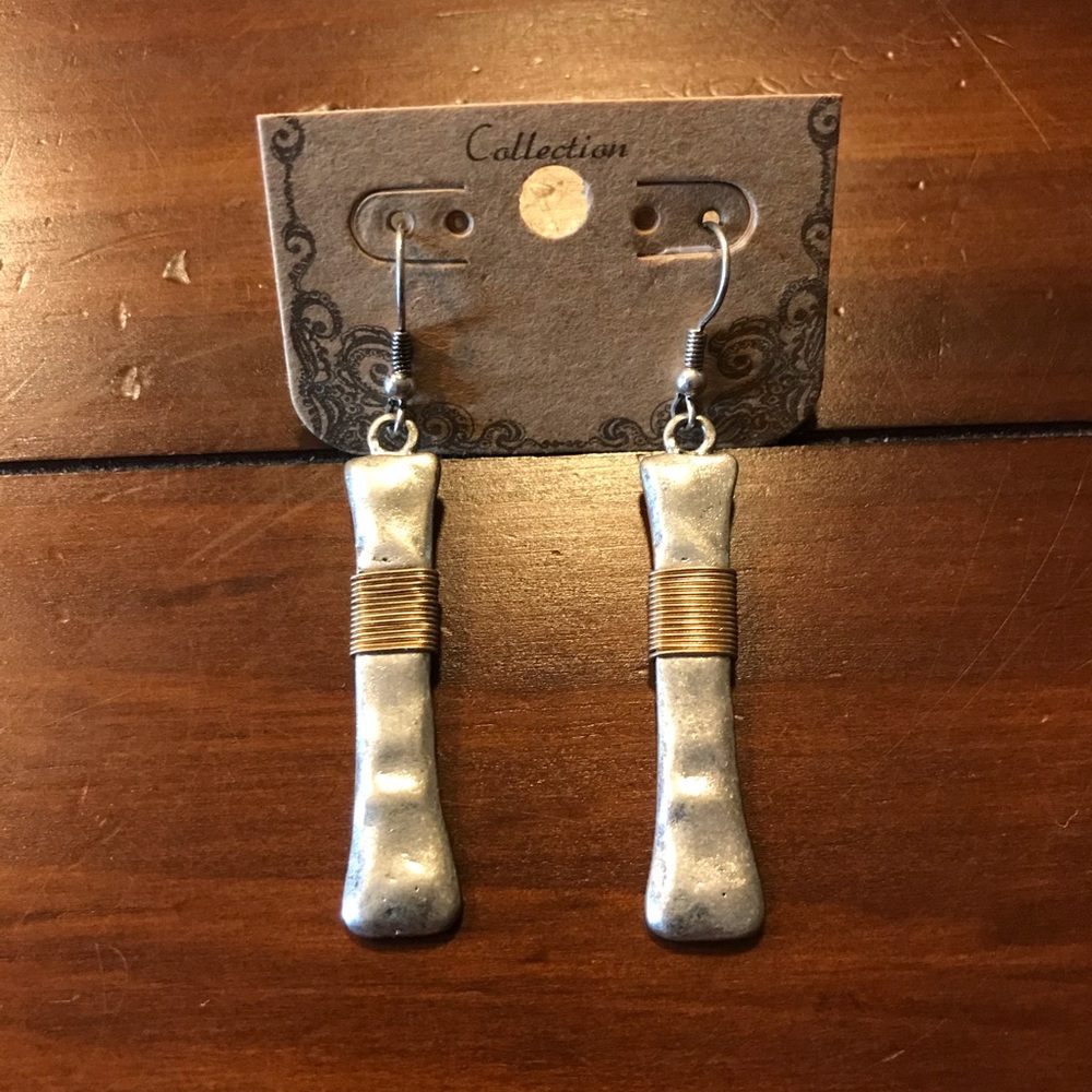 Silver and gold wire wrapped earrings